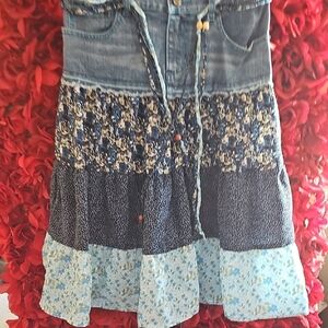 Jolt Jeans Girls Floral Patchwork Denim Skirt Size 14